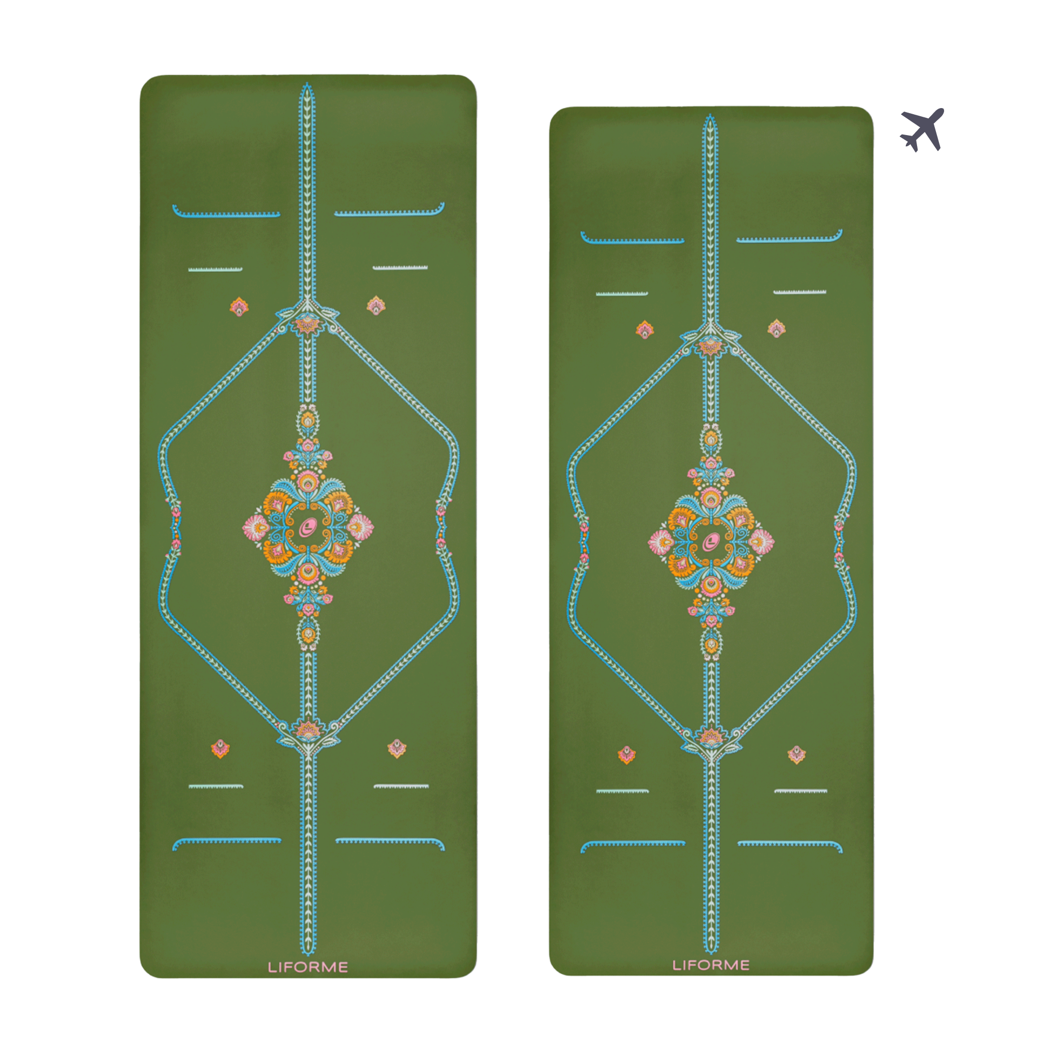 Liforme Mindful Garden Yoga Mat & Travel Mat Bundle
