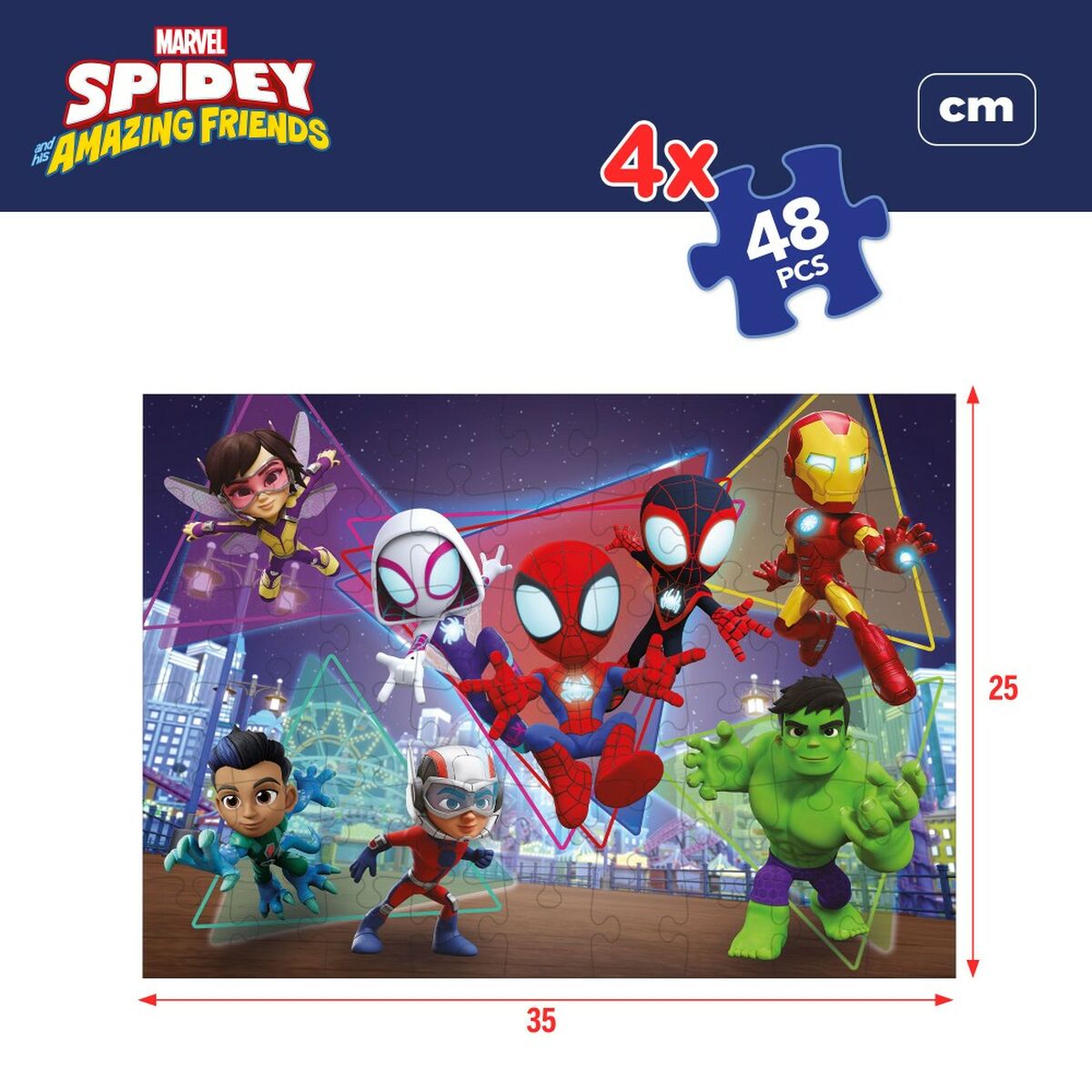 4-Puzzle Set Spidey 35 x 1,5 x 25 cm 48 Pieces (6 Units)