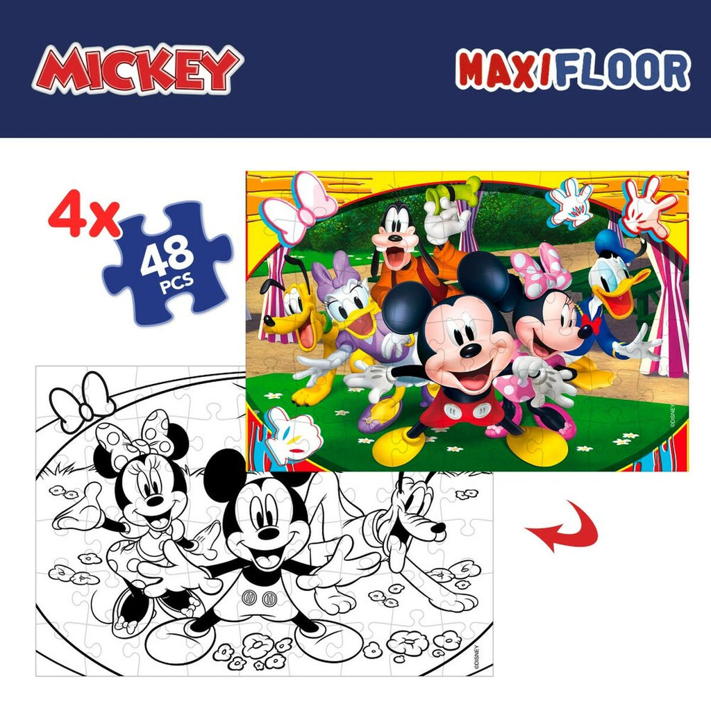 4-Puzzle Set Mickey Mouse 35 x 1,5 x 25 cm 48 Pieces (6 Units)